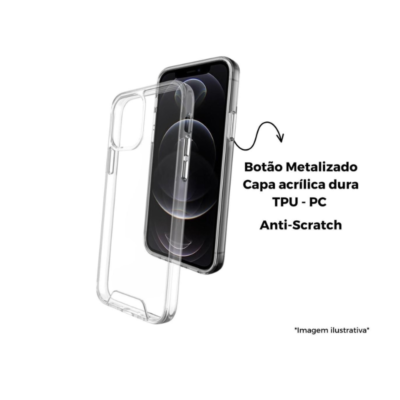 Capa Acrílica Anti Impacto Iphone 14 Botão Metalizado